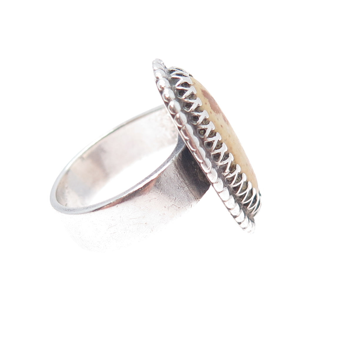925 Sterling Silver Vintage Real Boulder Opal Modernist Ring Size 5.25