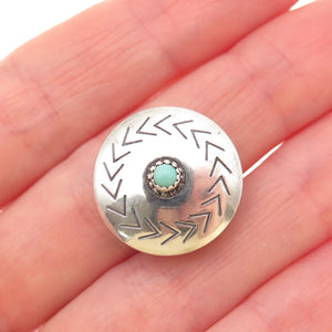Old Pawn Sterling Silver Vintage Turquoise Snake Eye Concho Tribal Clip Button