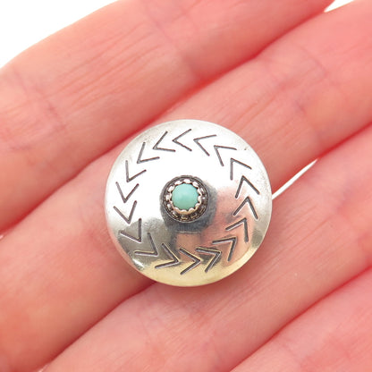 Old Pawn Sterling Silver Vintage Turquoise Snake Eye Concho Tribal Clip Button