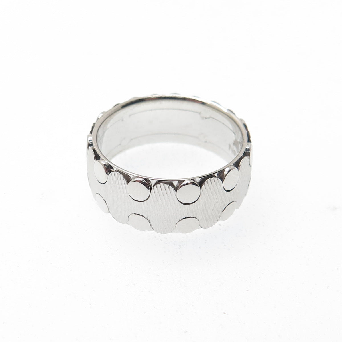 NEOS 925 Sterling Silver Textured Dotted Band Ring Size 8.75