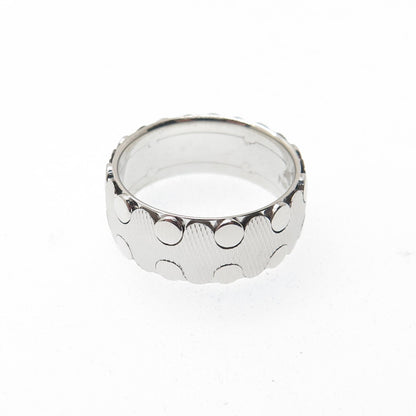 NEOS 925 Sterling Silver Textured Dotted Band Ring Size 8.75