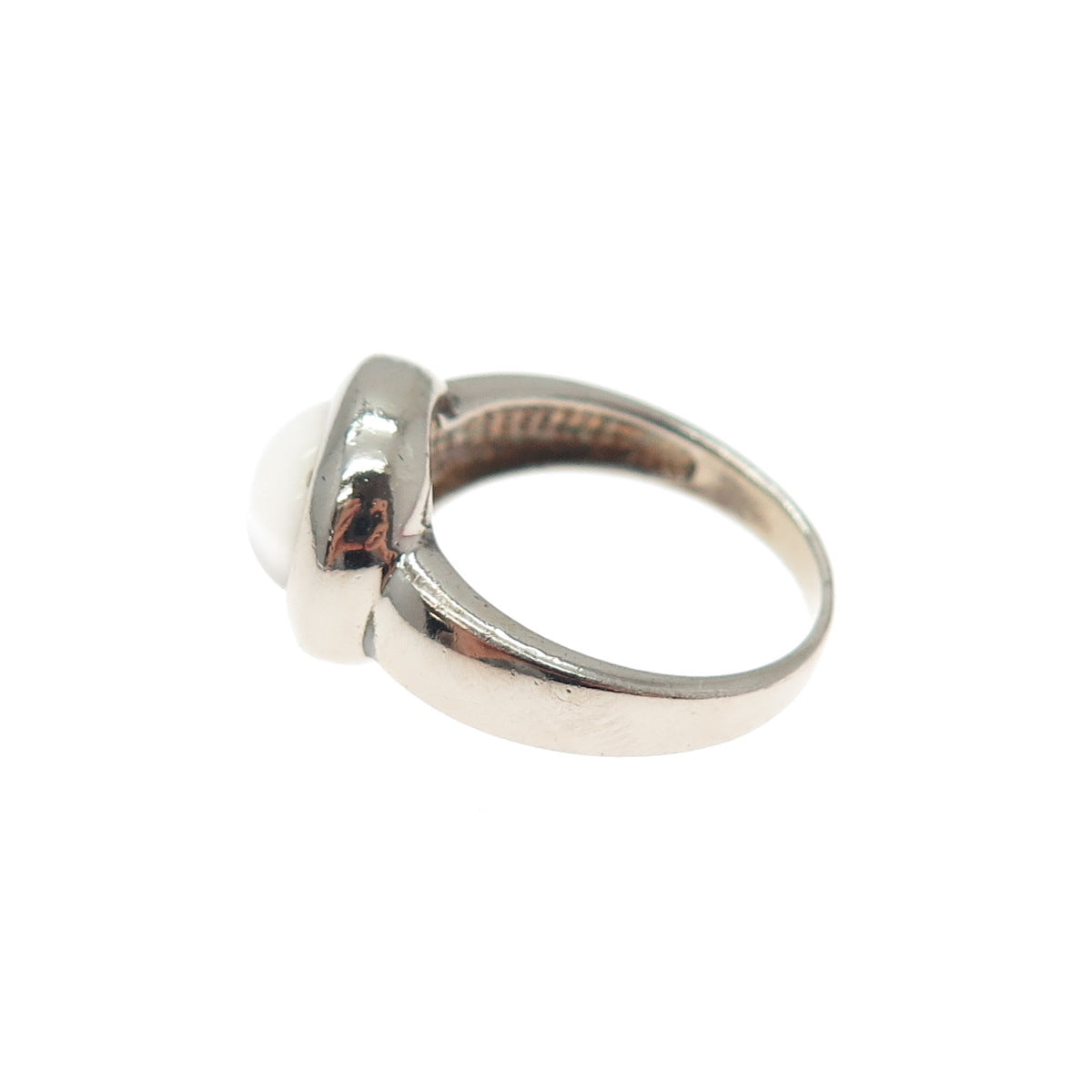 925 Sterling Silver Vintage Optic Fiber Cat's Eye Modernist Ring Size 8