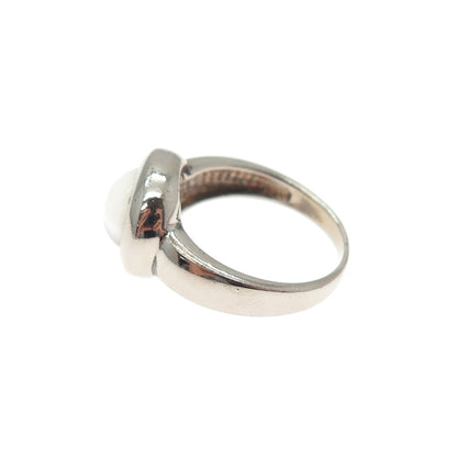 925 Sterling Silver Vintage Optic Fiber Cat's Eye Modernist Ring Size 8