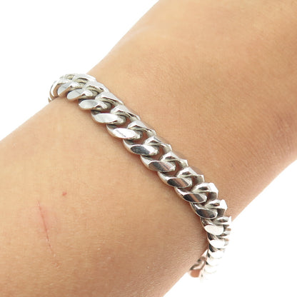 925 Sterling Silver Vintage Italy Cuban Link Bracelet 8.75"