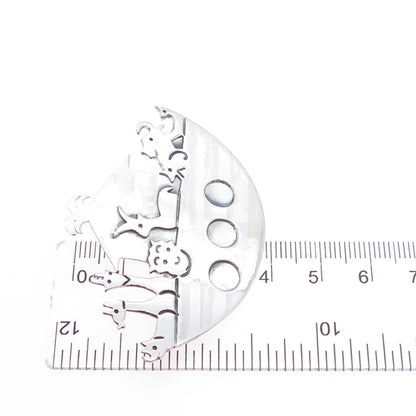 925 Sterling Silver Vintage Mexico Noah's Ark Religious Pin Brooch