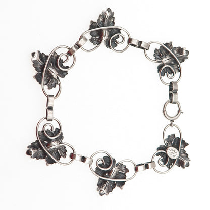 JEWELART Sterling 1/20 12K Gold Filled Antique Art Deco Floral Bracelet 7.25"