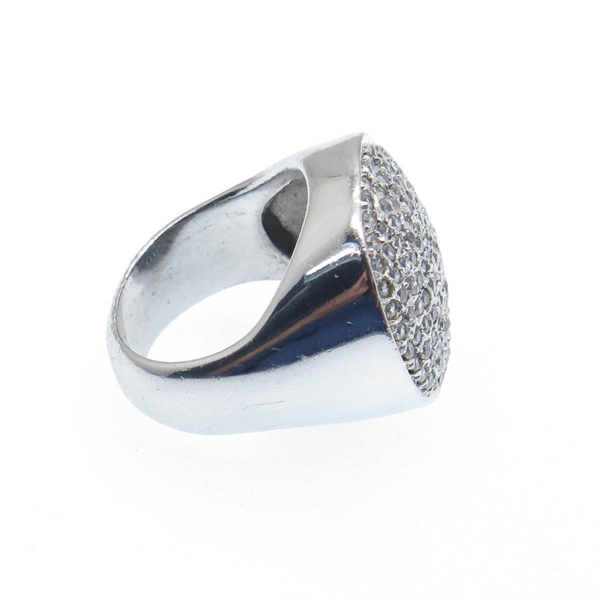 925 Sterling Silver Round-Cut Shaped C Z Sparkle Domed Ring Size 7