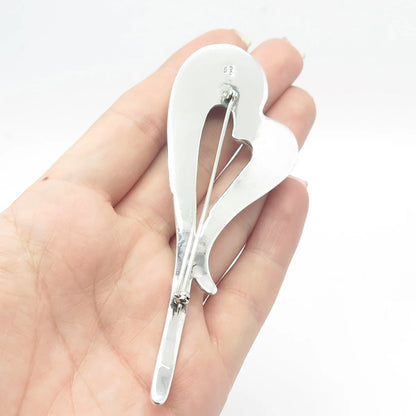 925 Sterling Silver Vintage Zina Open Modernist Heart Pin Brooch