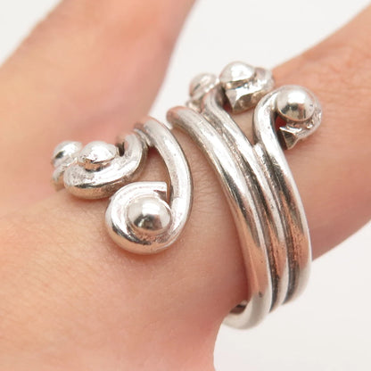 925 Sterling Silver Vintage Swirl Beaded Ring Size 6.5