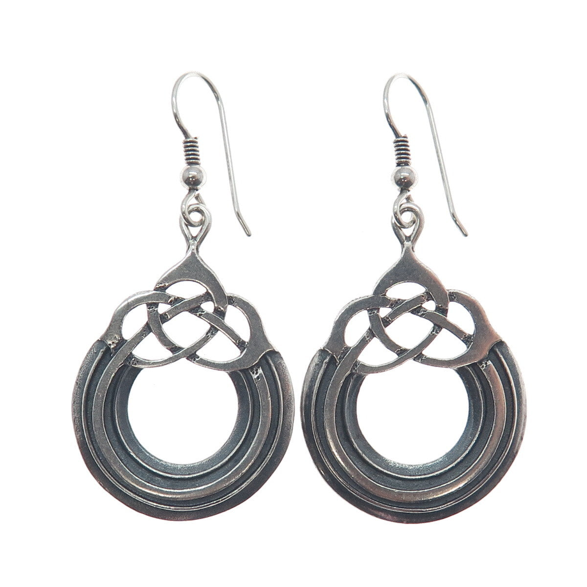 OLA M GORIE 925 Sterling Vintage Edinburgh Celtic Oxidized Dangle Earrings
