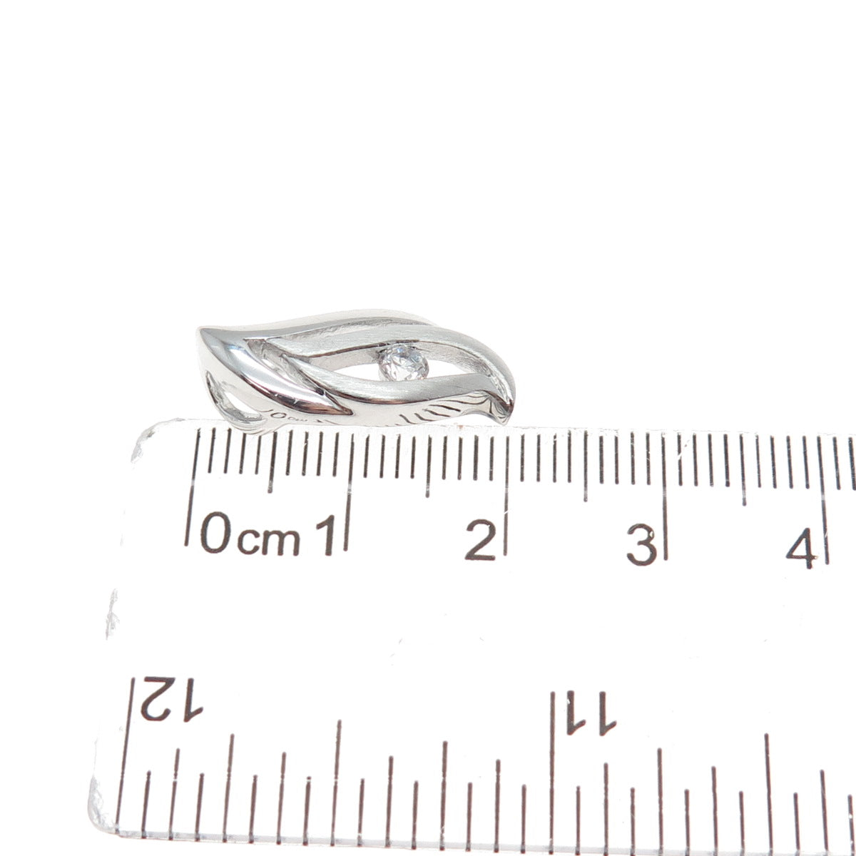 925 Sterling Silver Round-Cut C Z Petal Minimalist Slide Charm Pendant