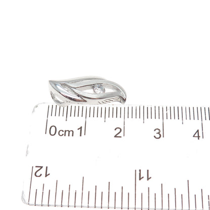 925 Sterling Silver Round-Cut C Z Petal Minimalist Slide Charm Pendant