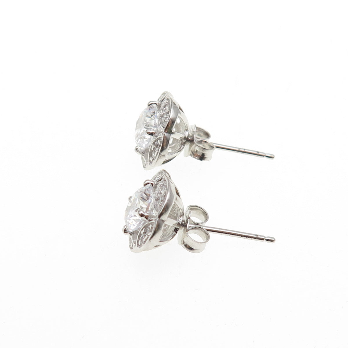 925 Sterling Silver Round-Cut C Z Sparkle Stud Earrings