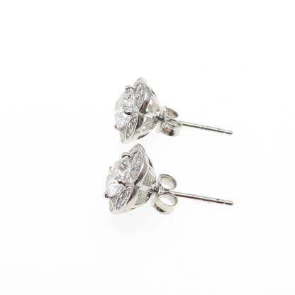 925 Sterling Silver Round-Cut C Z Sparkle Stud Earrings