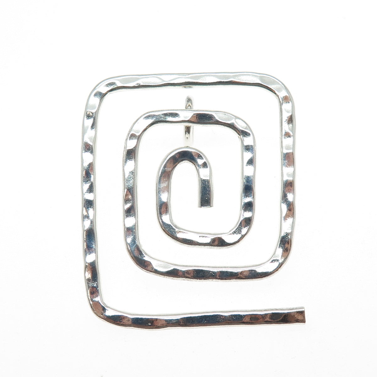 925 Sterling Silver Vintage Modernist Hammered Spiral Maze Pendant