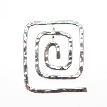 925 Sterling Silver Vintage Modernist Hammered Spiral Maze Pendant