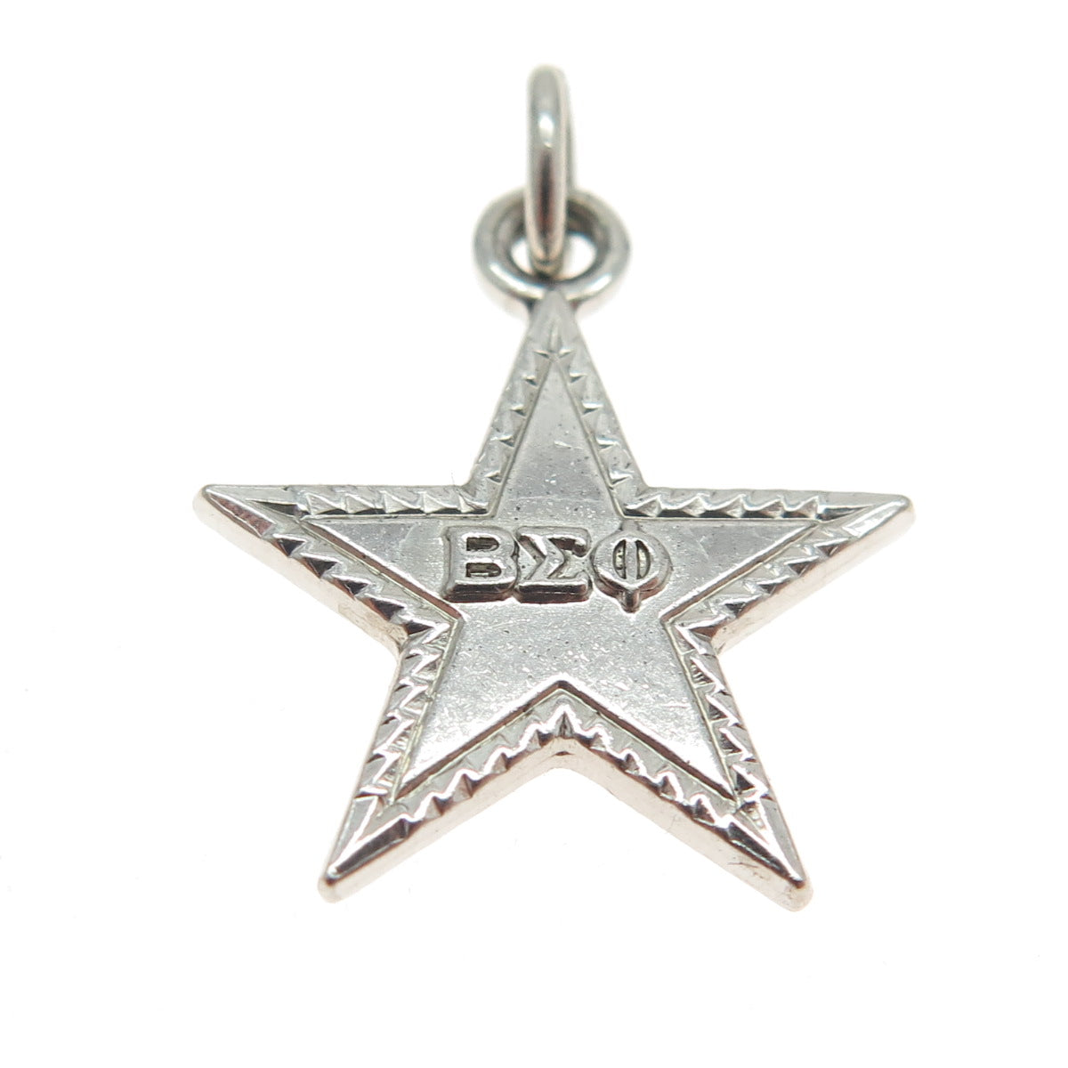 925 Sterling Silver Vintage Civil Defense Beta Sigma Phi Star Charm Pendant