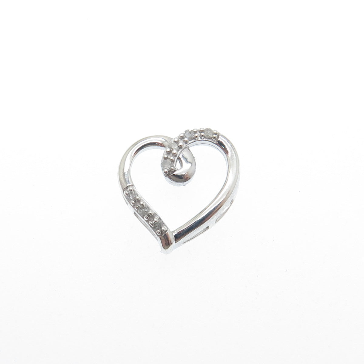 CHARLES WINSTON 925 Sterling Real Diamond Heart Minimalist Slide Pendant