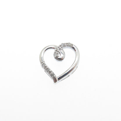 CHARLES WINSTON 925 Sterling Real Diamond Heart Minimalist Slide Pendant