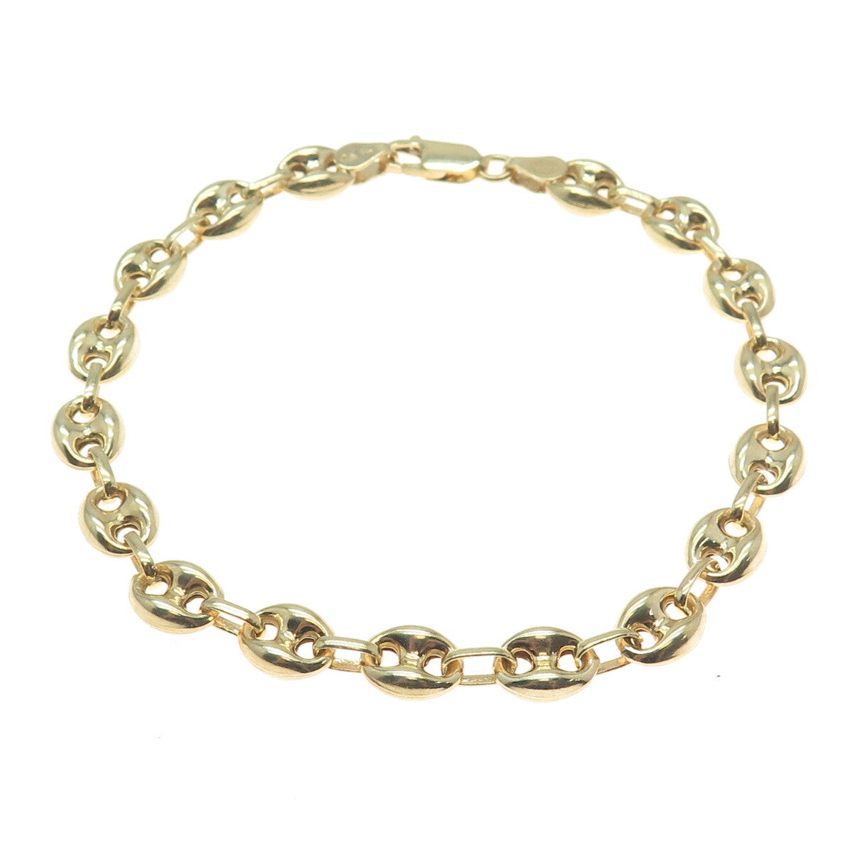 925 Sterling Silver Gold Plated Anchor Mariner Link Anklet / Bracelet 9"