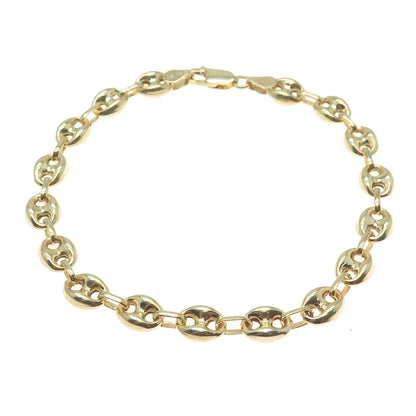 925 Sterling Silver Gold Plated Anchor Mariner Link Anklet / Bracelet 9"