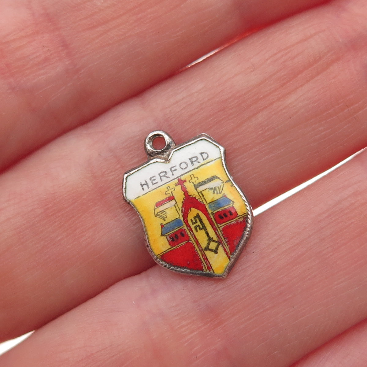 Fritz Reu & Co. 800 Silver Vintage Enamel Herford Mini Charm Pendant