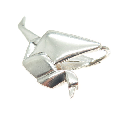 SHUBE 925 Sterling Silver Vintage Origami Crane Dove Bird Slide Pendant