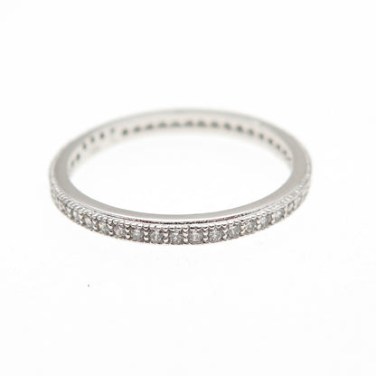 925 Sterling Silver Round-Cut C Z Stackable Eternity Band Ring Size 6.25