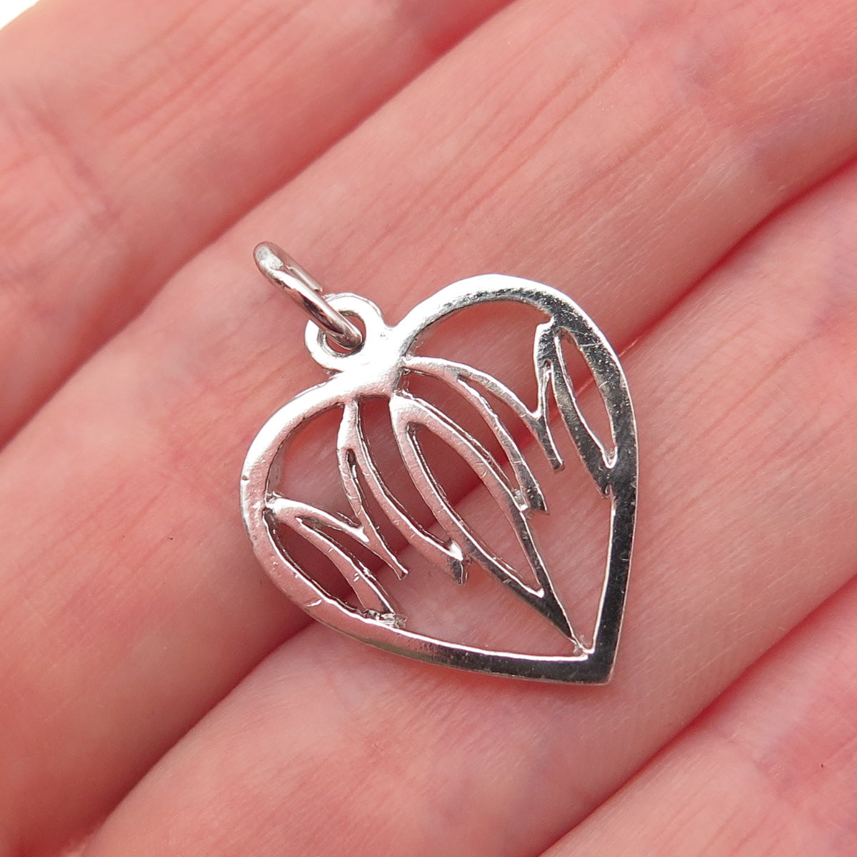 JACOBY BENDER 925 Sterling Silver Vintage Mom Heart Mini Charm Pendant