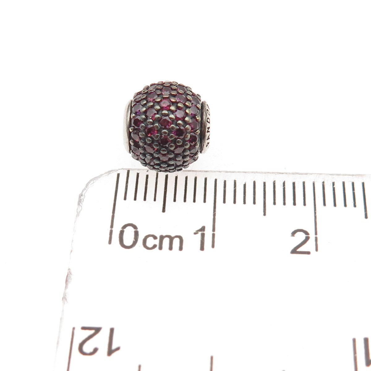 Pandora 925 Sterling Silver Purple C Z Essence Passion Slide Bead Charm