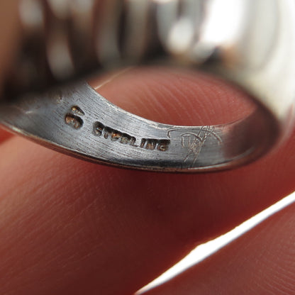 925 Sterling Silver Vintage Modernist Dome Oxidized Ring Size 6