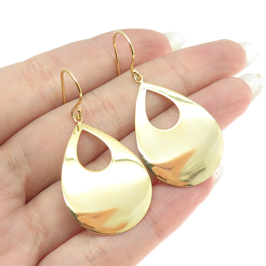 925 Sterling Silver Gold Plated Teardrop Dangling Earrings