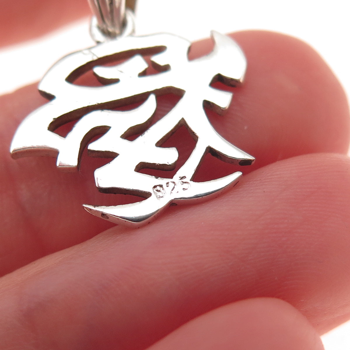 925 Sterling Silver Vintage Chinese Character Love Charm Pendant