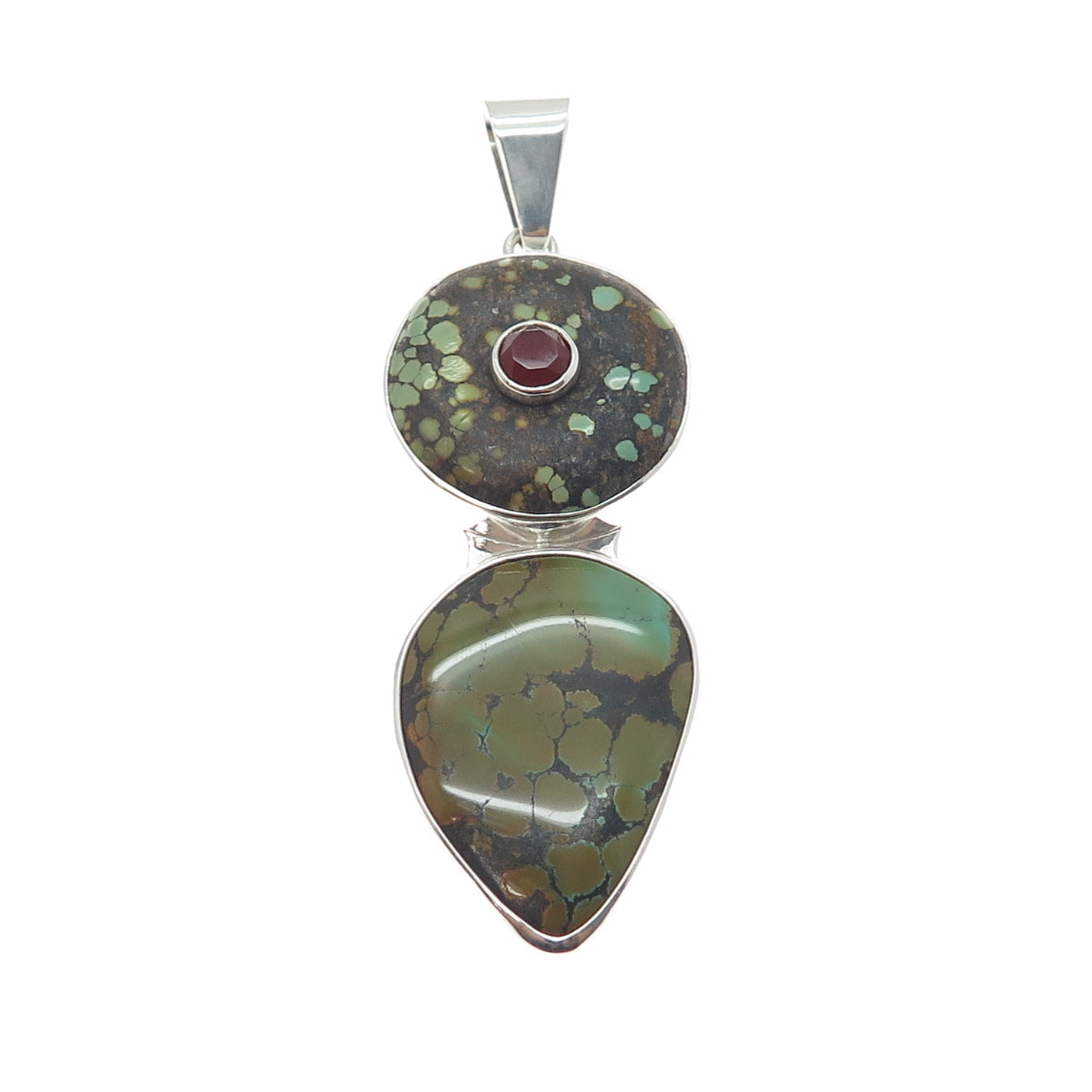 MICHAEL SCHMALTZ ALGONQUIN Old Pawn 925 Sterling Carnelian & Turquoise Pendant