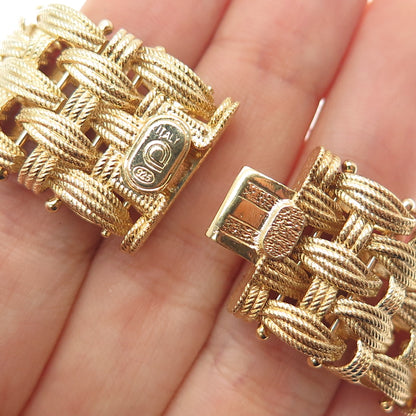 DASAN 925 Sterling Gold Plated Vintage Italy Modernist Woven Link Bracelet 8"