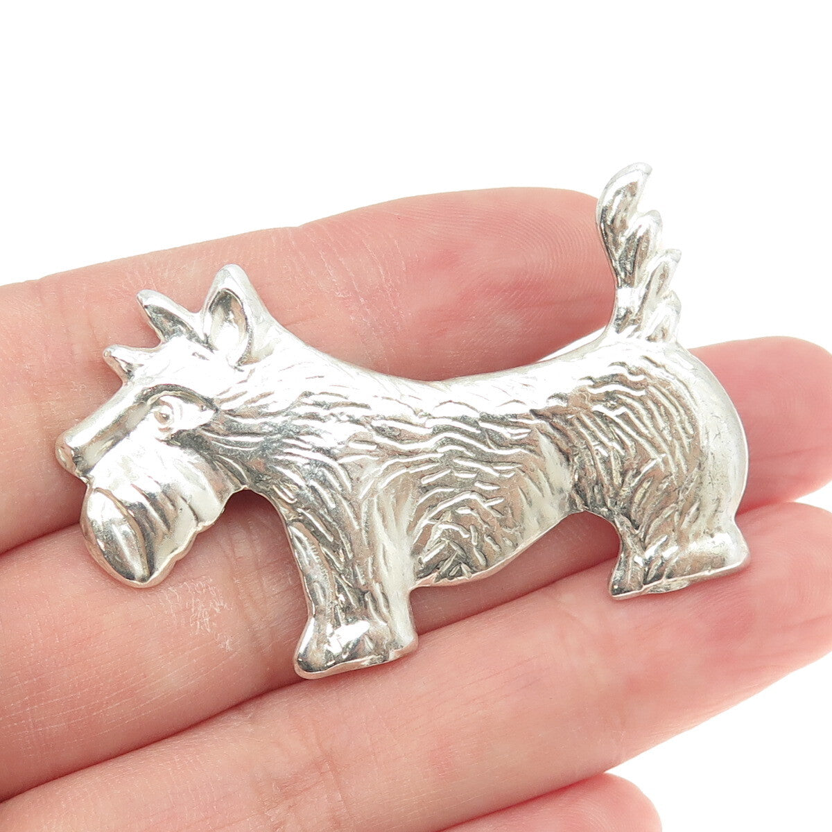 925 Sterling Silver Vintage Terrier Dog Pin Brooch