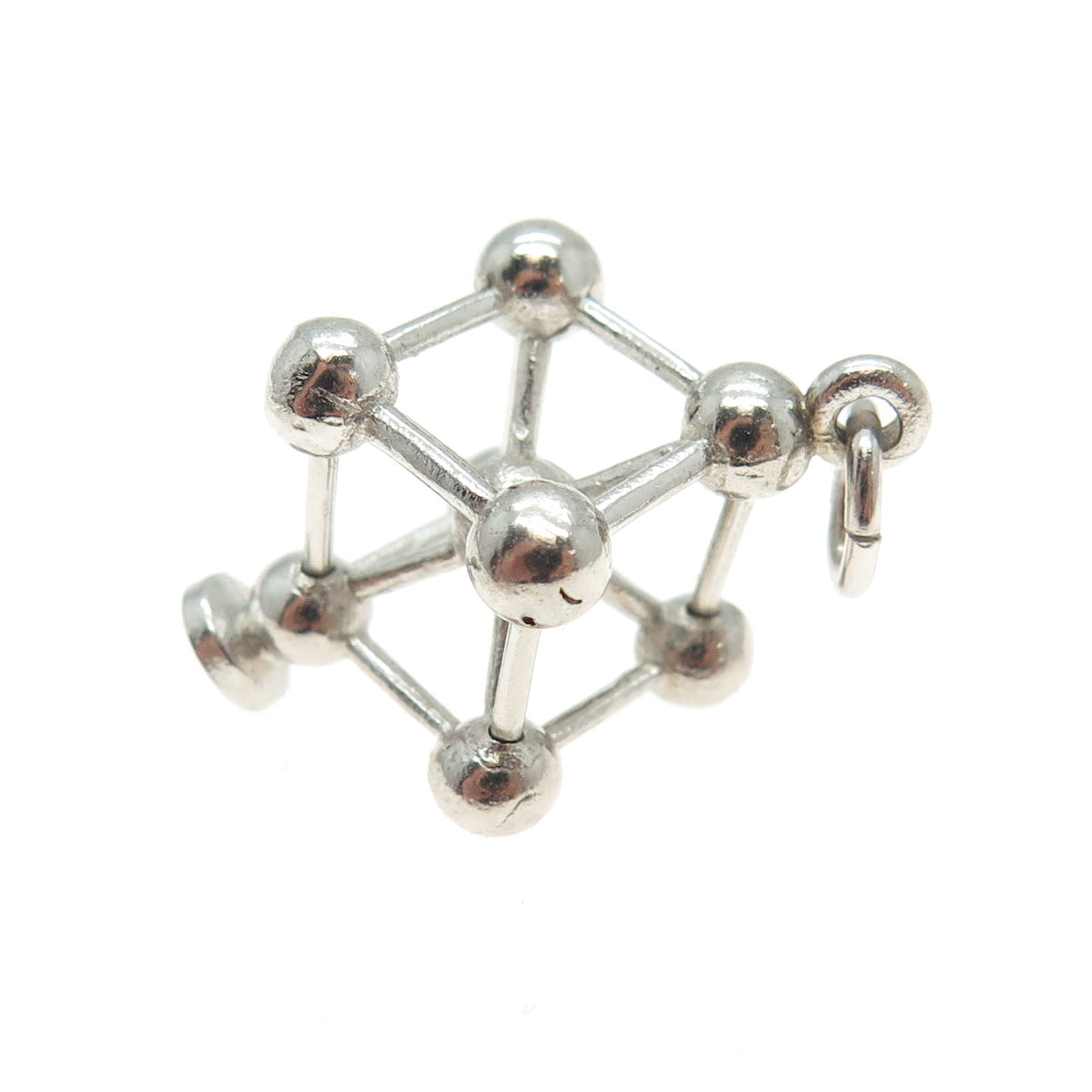 925 Sterling Silver Vintage Atomium Modernist 3D Charm Pendant