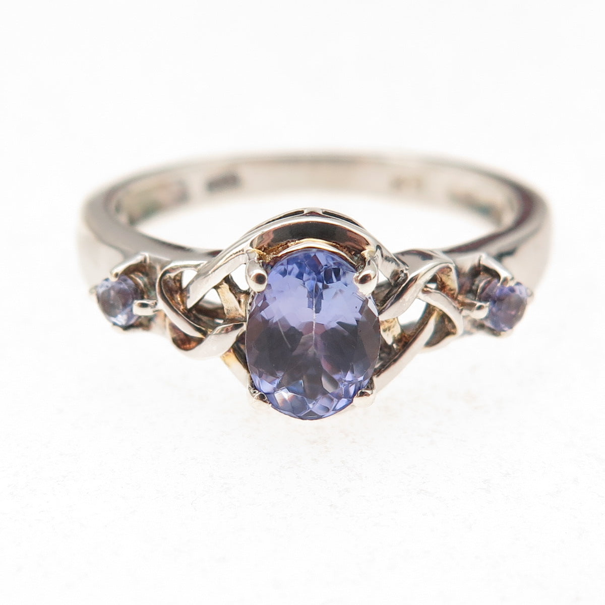 Chuck Clemency 925 Sterling Silver Real Tanzanite Heart Knot Ring Size 8.25