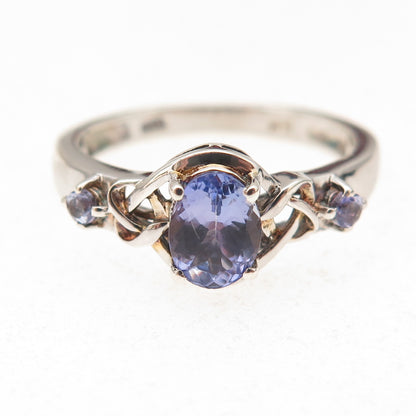 Chuck Clemency 925 Sterling Silver Real Tanzanite Heart Knot Ring Size 8.25
