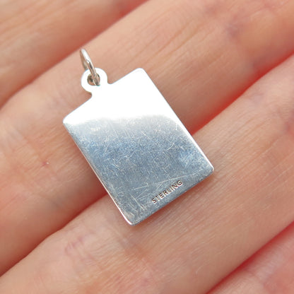 925 Sterling Silver Red Enamel Give Me Minimalist Charm Pendant