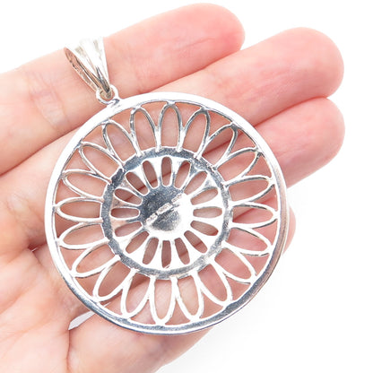 MILOR 925 Sterling Silver Vintage Italy Flower Granulated Pendant