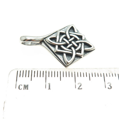 PETER STONE Sterling Silver Vintage Celtic Knot Cross Oxidized Square Pendant