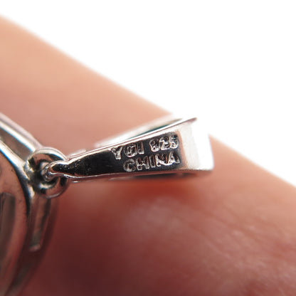 925 Sterling Silver Cushion & Round-Cut C Z Minimalist Charm Pendant