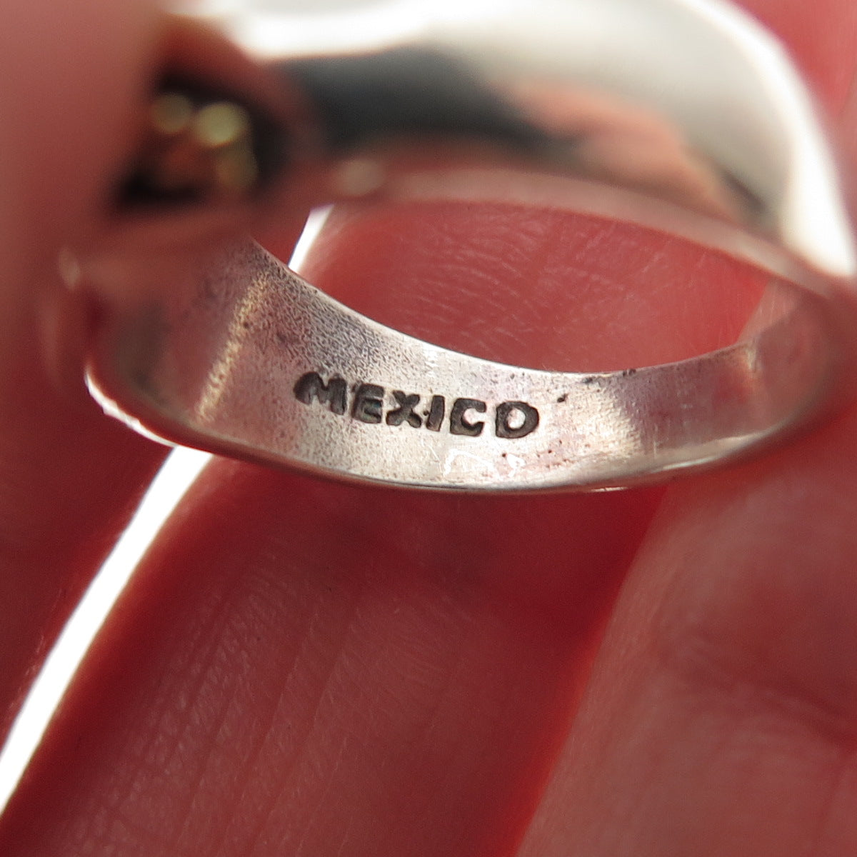 925 Sterling Silver 2-Tone Vintage Mexico Modernist Oxidized Ring Size 6