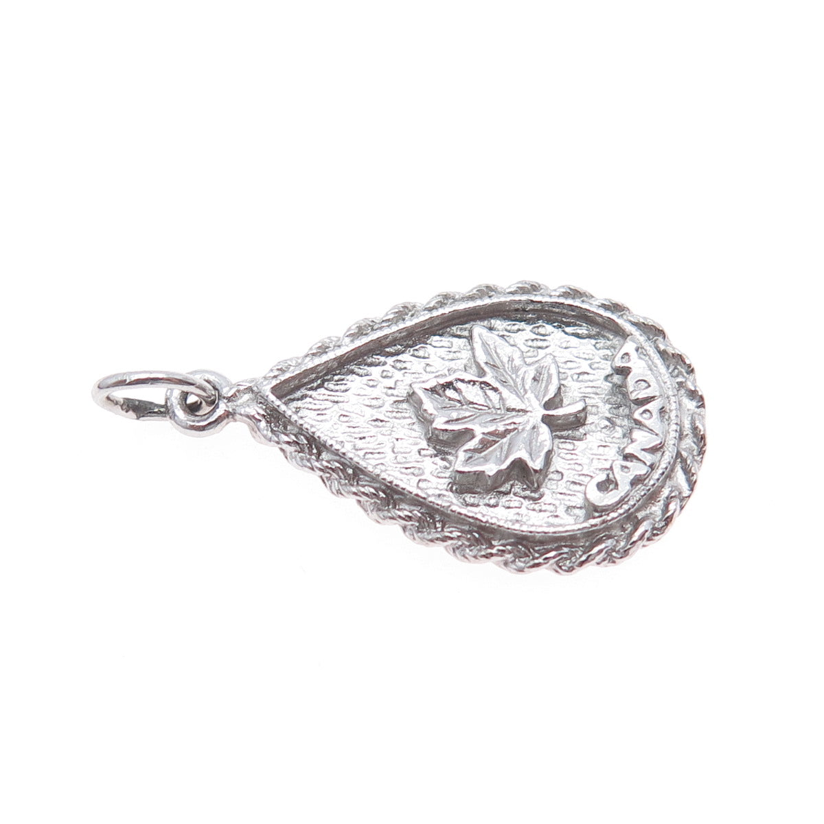 925 Sterling Silver Vintage Maple Leaf Teardrop Charm Pendant