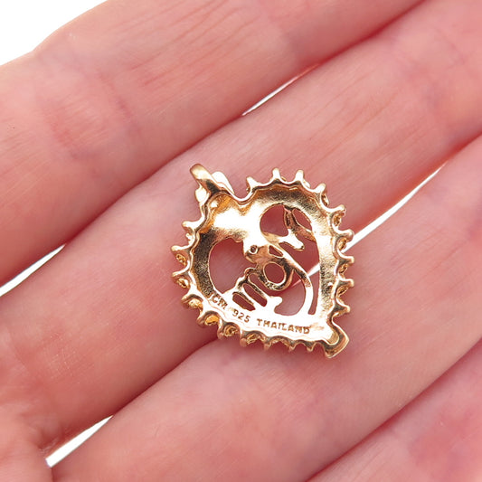 Jacmel Mauritius 925 Sterling Gold Plated Real Diamond Accent Mom Heart Pendant