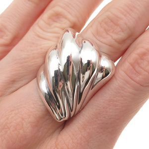 925 Sterling Silver Vintage Mexico Modernist Oxidized Ring Size 7.5