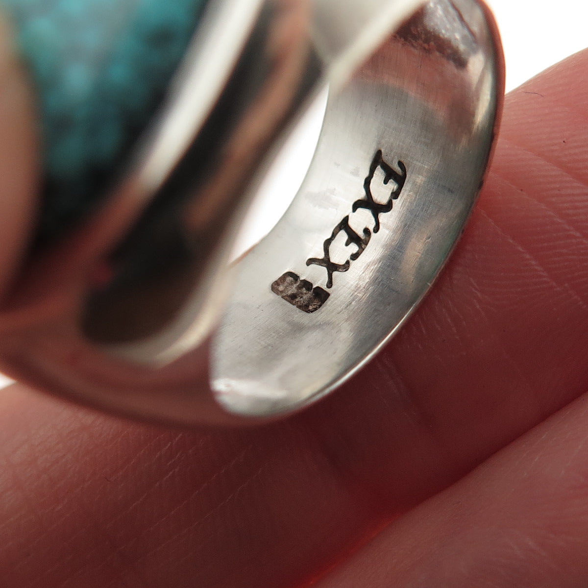 EXEX by Claudia Agudelo 925 Sterling Silver Vintage Real Turquoise Ring Size 6.5