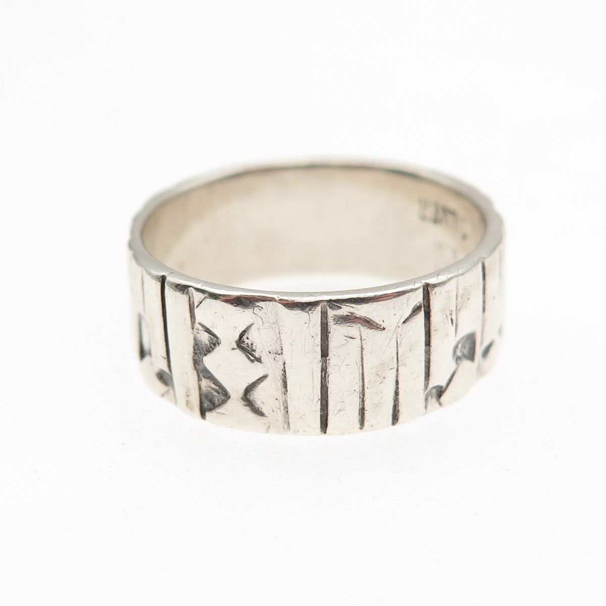 925 Sterling Silver Vintage Modernist Oxidized Band Ring Size 6.75