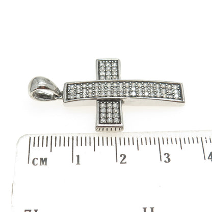 925 Sterling Silver Round-Cut C Z Sparkle Cross Pendant